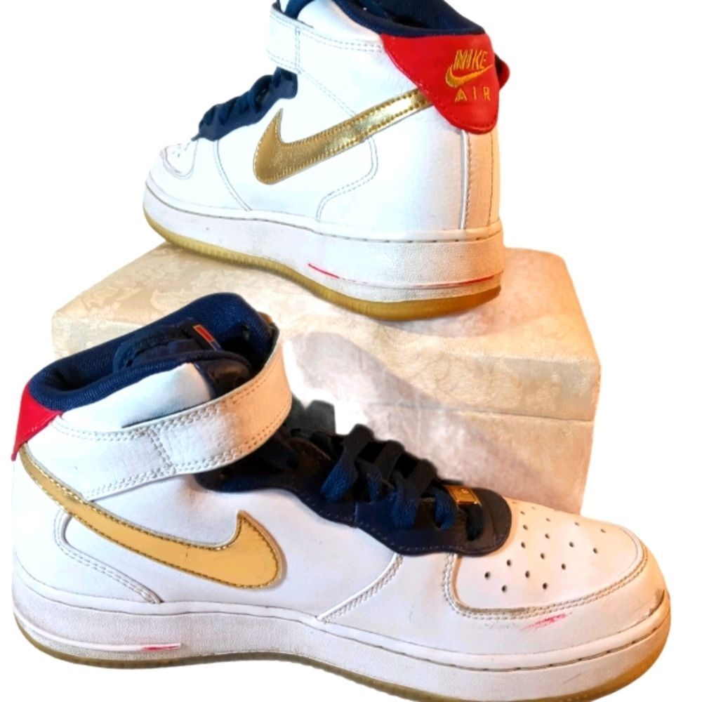 Vintage Nike Air Force 1 High Premium Olympic USA Golden Swoosh 6.5 Y